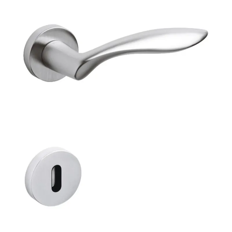 Uitverkoop Maniglia Onda Olivari per porta, rosetta e bocchetta tonda 47x10 mm, foro Patent, Ottone finitura Cromo Satinato