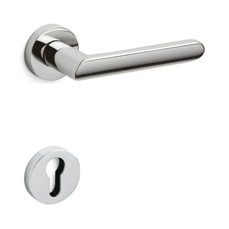 Laatste Versie Maniglia Laser Olivari per porta, rosetta e bocchetta tonda 47x10 mm, foro Yale, Ottone finitura Cromato Lucido