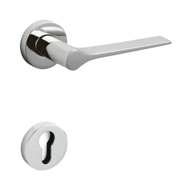 Maniglia Lama Olivari per porta, rosetta e bocchetta tonda 47x10 mm, foro Yale, Ottone finitura Cromo Lucido Actieprijs