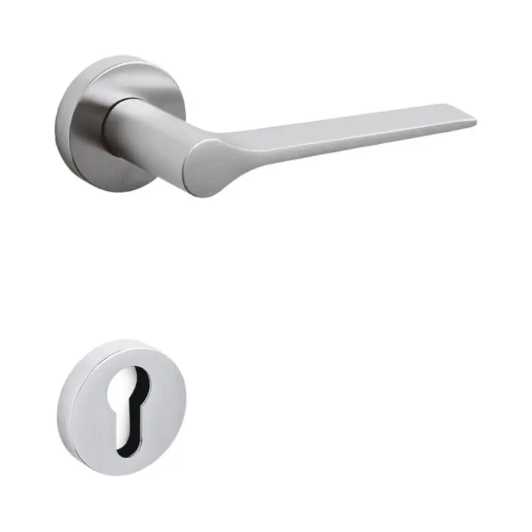 Maniglia Lama Olivari per porta, rosetta e bocchetta tonda 47x10 mm, foro Yale, Ottone finitura Cromo Satinato Tijdelijk Beschikbaar