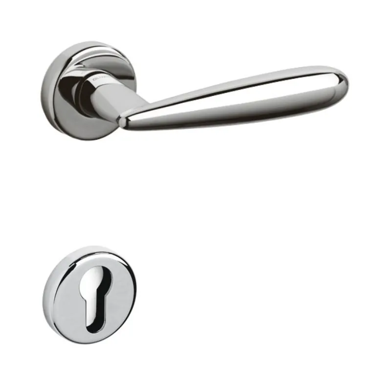 Maniglia Futura Olivari per porta, rosetta e bocchetta tonda 47x10 mm, foro Yale, Ottone finitura Cromo Lucido Direct Verzonden