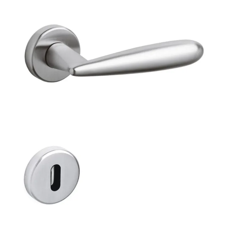 Maniglia Futura Olivari per porta, rosetta e bocchetta tonda 47x10 mm, foro Patent, Ottone finitura Cromo Satinato Superprijs