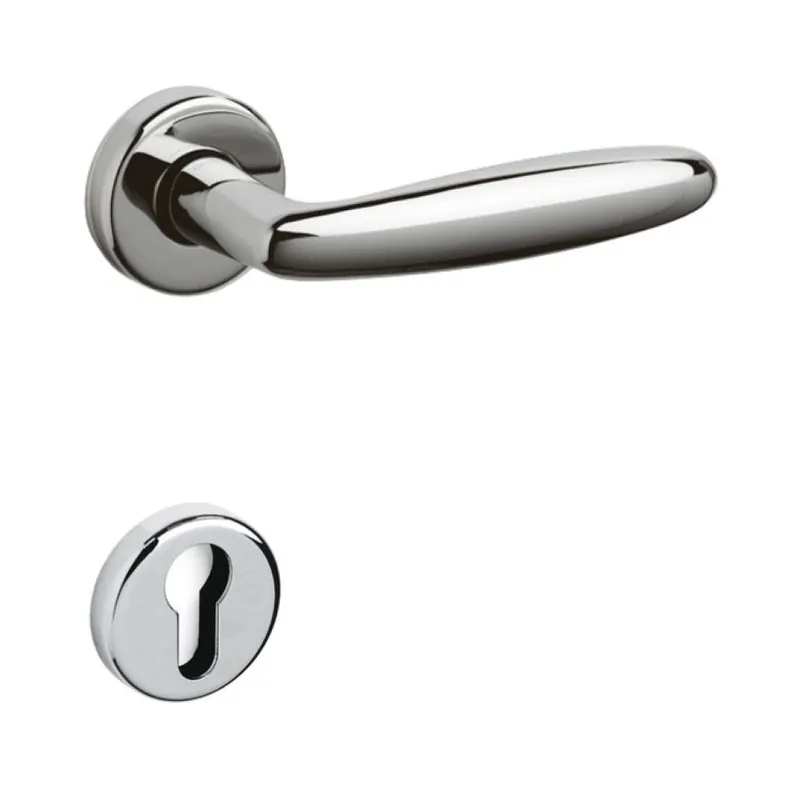 Maniglia Flaminia Olivari per porta, rosetta e bocchetta tonda 47x10 mm, foro Yale, Ottone finitura Cromo Lucido Veilige Betaling