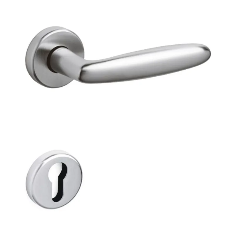Merkproduct Maniglia Flaminia Olivari per porta, rosetta e bocchetta tonda 47x10 mm, foro Yale, Ottone finitura Cromo Satinato