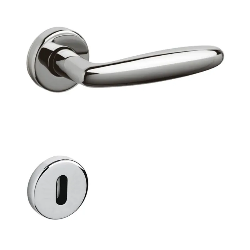 Snelle Levering Maniglia Flaminia Olivari per porta, rosetta e bocchetta tonda 47x10 mm, foro Patent, Ottone finitura Cromo Lucido