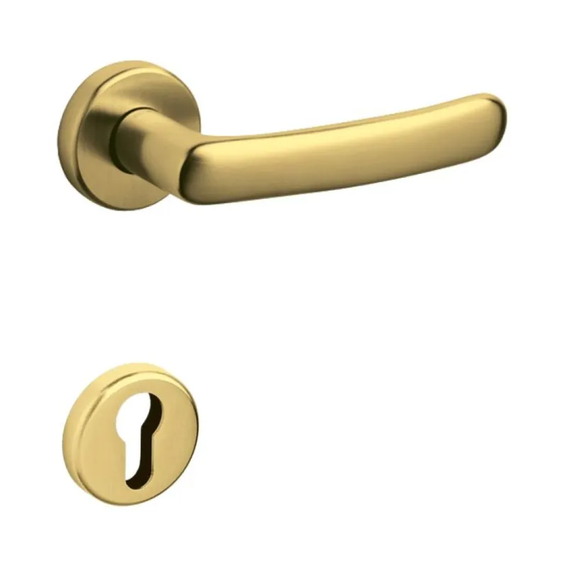 Flitsaanbieding Maniglia Emilia Olivari per porta, rosetta e bocchetta tonda 47x10 mm, foro Yale, Ottone finitura SuperOro Satinato