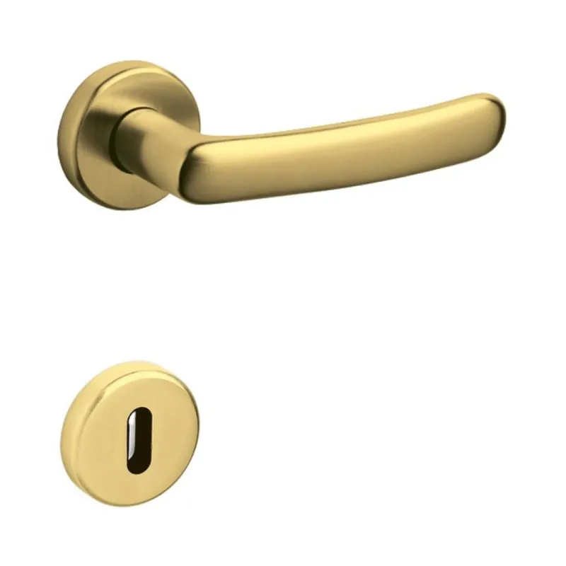 Nu Kopen Maniglia Emilia Olivari per porta, rosetta e bocchetta tonda 47x10 mm, foro Patent, Ottone finitura SuperOro Satinato