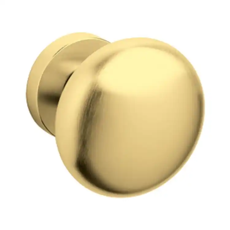 Pomolo tondo Edison Olivari, per porta ingresso, rosetta tonda libera, impugnatura 70 mm, Ottone finitura SuperOro Satinato Meest Verkocht