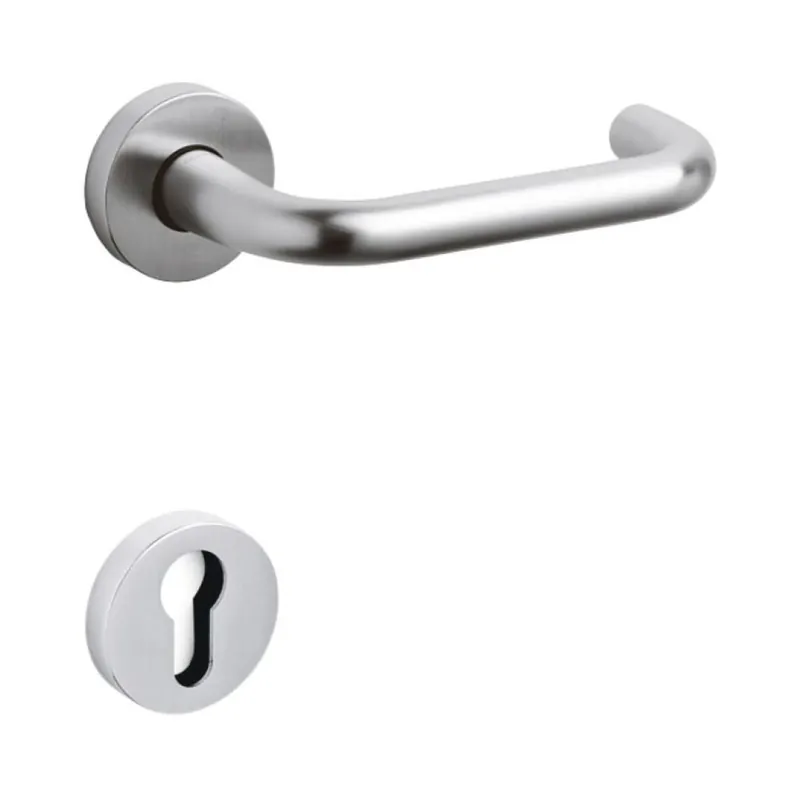 Maniglia Agata Olivari per porta, rosetta e bocchetta tonda 47x10 mm, foro Yale, Ottone finitura Cromo Satinato Meest Verkocht