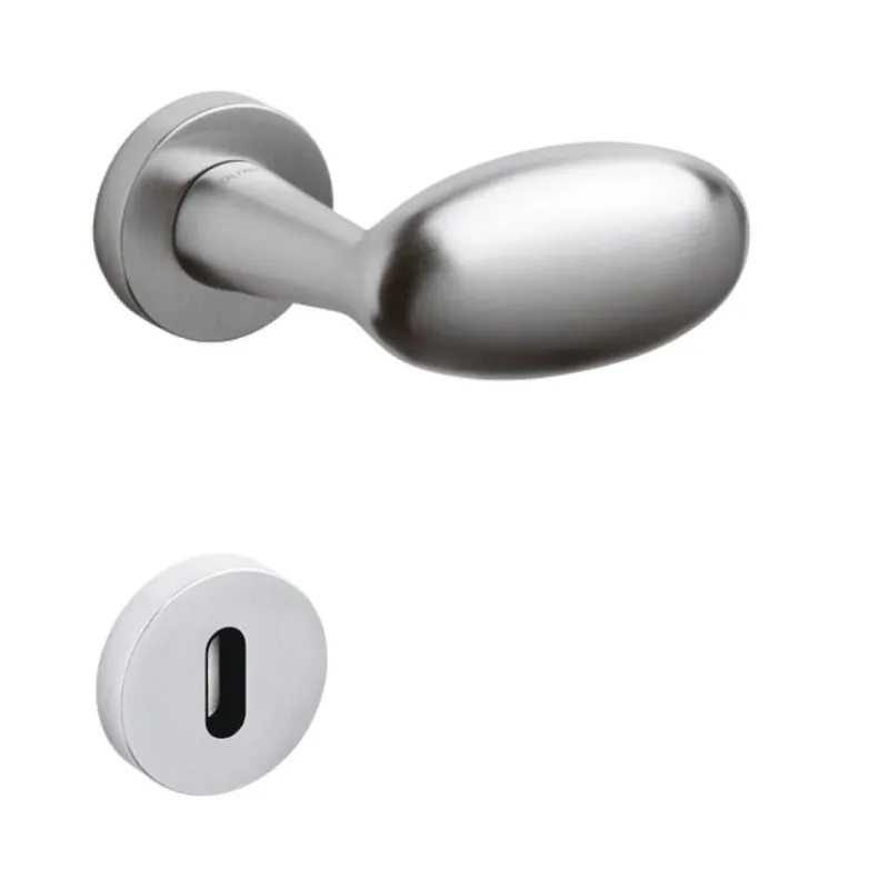 Maniglia Blindo Olivari per porta, rosetta e bocchetta tonda 47x10 mm, foro Patent, Ottone finitura Cromo Satinato Fabrieksprijs