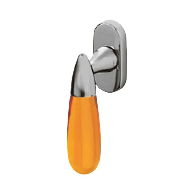 Beperkte Voorraad Maniglia martellina Dk Aurora Olivari per serramento, lunghezza quadro 7x42 mm, Ottone finitura Cromo Lucido, Vetro Ambra Trasparente