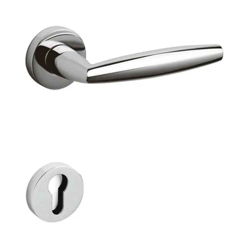 Gereduceerde Prijs Maniglia Aurelia Olivari per porta, rosetta e bocchetta tonda 47x10 mm, foro Yale, Ottone finitura Cromo Lucido
