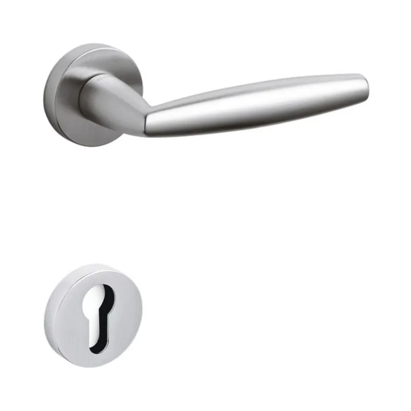 Meest Verkocht Maniglia Aurelia Olivari per porta, rosetta e bocchetta tonda 47x10 mm, foro Yale, Ottone finitura Cromo Satinato