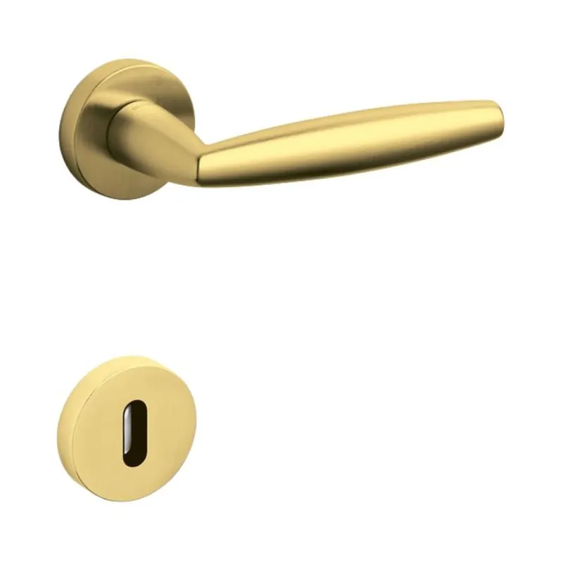 Maniglia Aurelia Olivari per porta, rosetta e bocchetta tonda 47x10 mm, foro Patent, Ottone finitura SuperOro Satinato Rechtstreeks Van De Fabrikant