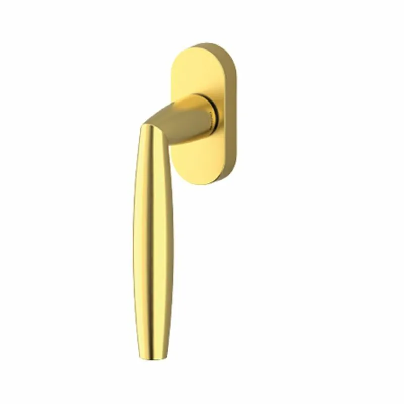 Maniglia martellina Dk Aurelia Olivari per serramento, lunghezza quadro 7x42 mm, Ottone finitura SuperOro Satinato Betrouwbaar