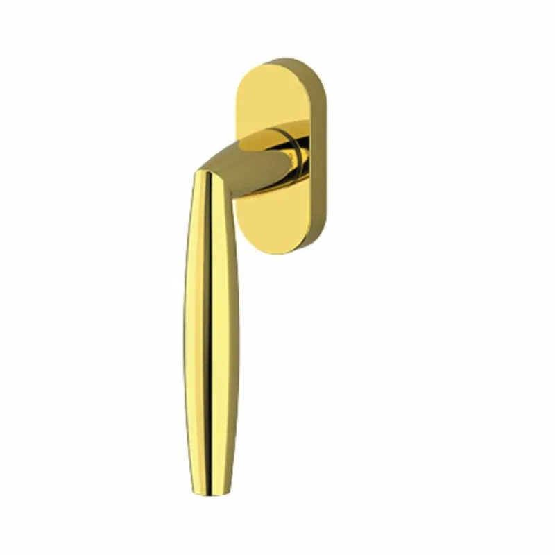 Op = Op Maniglia martellina Dk Aurelia Olivari per serramento, lunghezza quadro 7x42 mm, Ottone finitura SuperOro Lucido