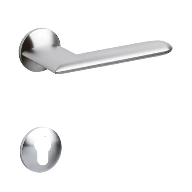 Laatste Versie Maniglia Alexandra Olivari per porta, rosetta e bocchetta tonda 51x11 mm, foro Yale, Ottone finitura Cromo Satinato