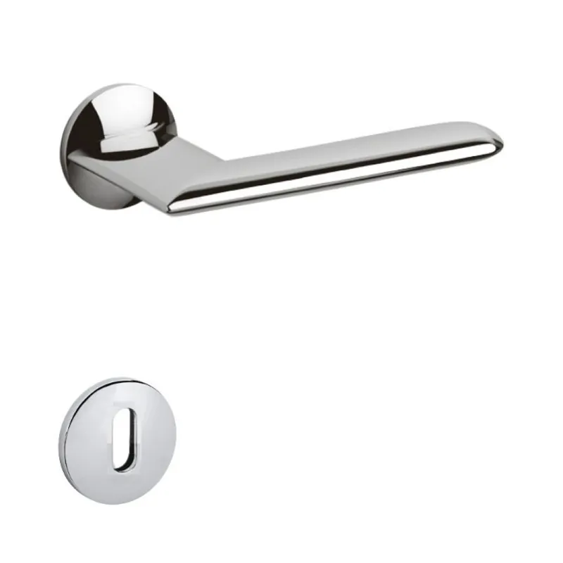 Laatste Versie Maniglia Alexandra Olivari per porta, rosetta e bocchetta tonda 51x11 mm, foro Patent, Ottone finitura Cromo Lucido