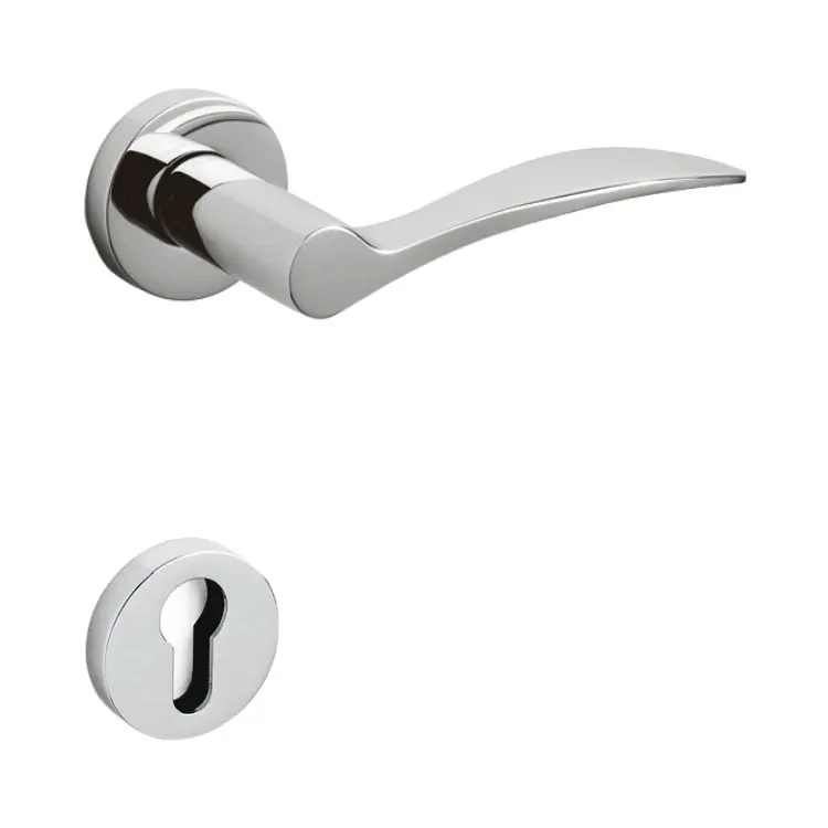 Premium Maniglia Agata Olivari per porta, rosetta e bocchetta tonda 47x10 mm, foro Yale, Ottone finitura Cromo Lucido