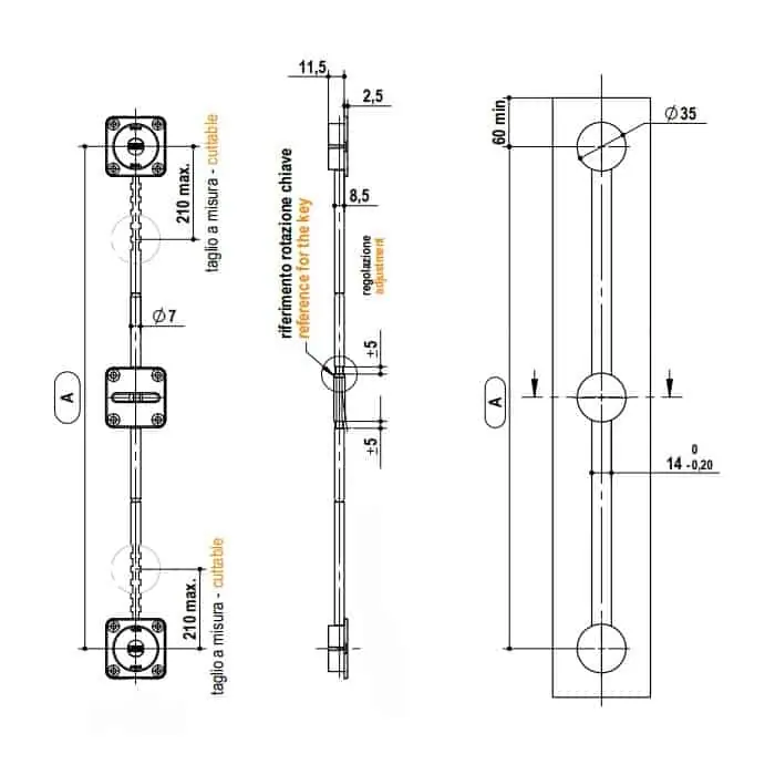 Koop Online Barra raddrizza ante OMM da esterno rasabile, lunghezza 2248/1850 mm, finitura nichelato