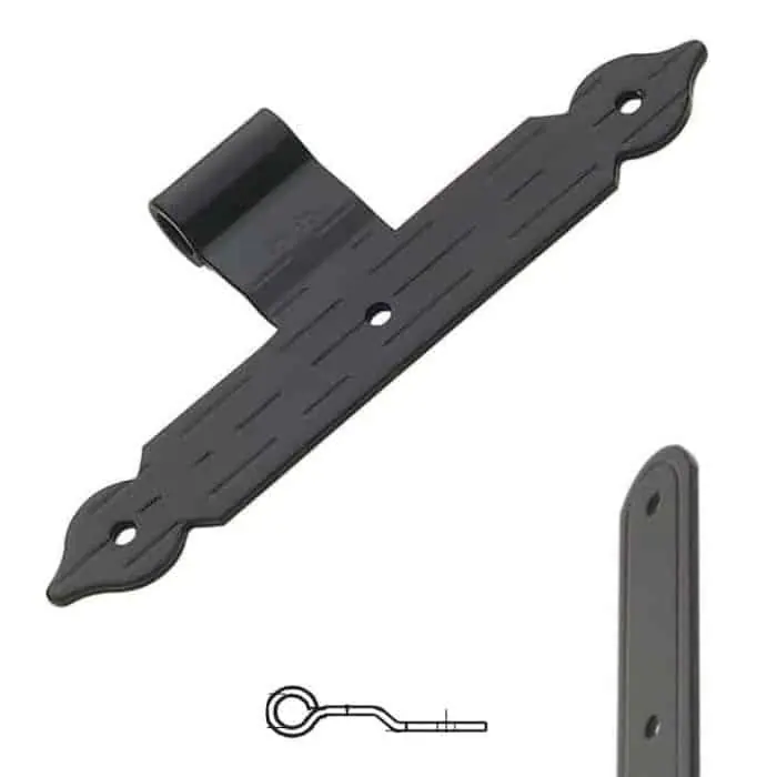 Bandella a T serie tonda 8364 Omad, occhio centrale diametro 12 e sbalzo da 3 mm, altezza 200 mm, larghezza 30 mm, finitura Verniciato Nero Shop Nu
