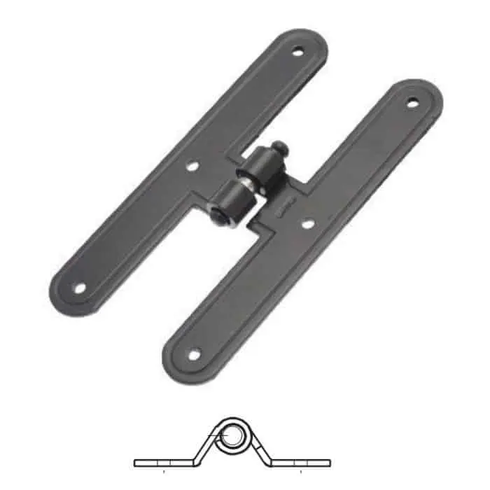 Beperkt Aanbod Bandella a doppio T serie tonda 8332 Omad, spina levare, lato destro, zanca 15 mm, altezza 200 mm, larghezza 30 mm, finitura Verniciato Nero