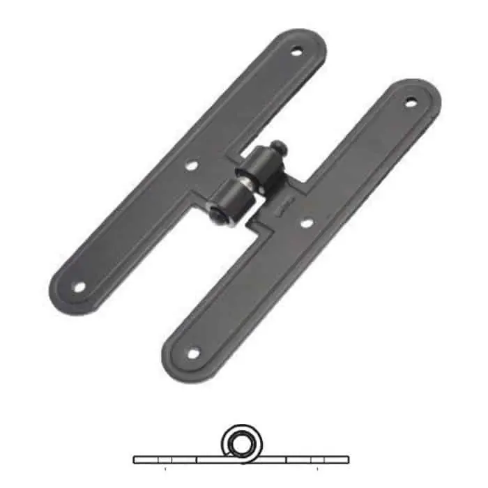 Op = Op Bandella a doppio T serie tonda 8332 Omad, spina levare, lato destro, altezza 200 mm, larghezza 30 mm, finitura Verniciato Nero