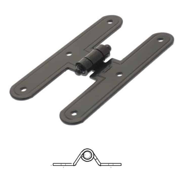 Bandella a doppio T serie tonda 8330 Omad, spina fissa, zanca da 15 mm, altezza 200 mm, larghezza 30 mm, finitura Verniciato Nero Koop Online