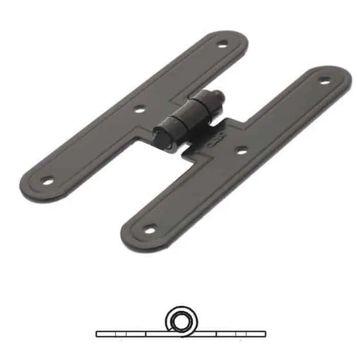 Hoge Kwaliteit Bandella a doppio T serie tonda 8330 Omad, spina levare, altezza 200 mm, larghezza 30 mm, finitura Verniciato Nero