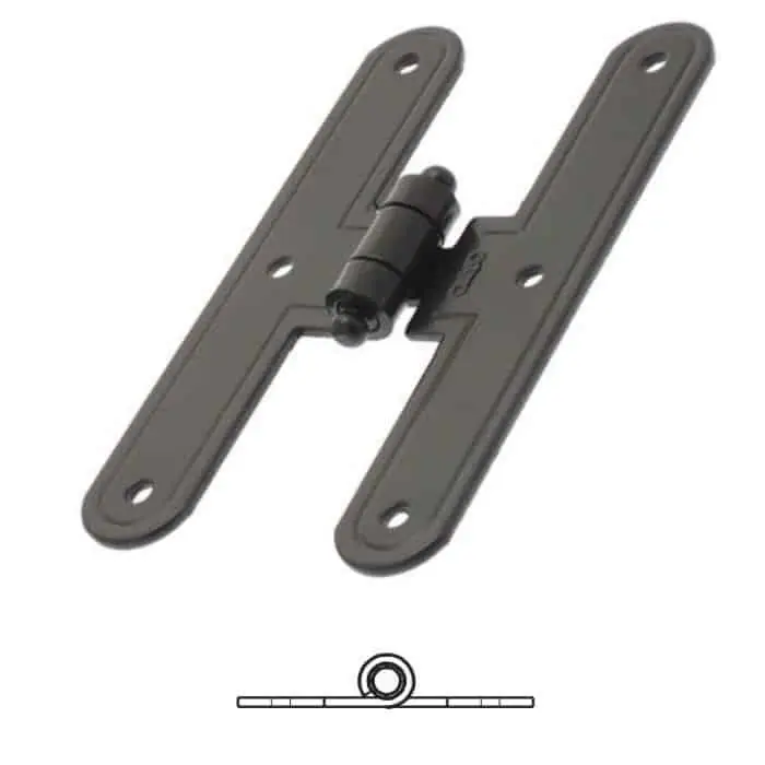 Bandella a doppio T serie tonda 8330 Omad, spina fissa, altezza 200 mm, larghezza 30 mm, finitura Verniciato Nero Merkproduct
