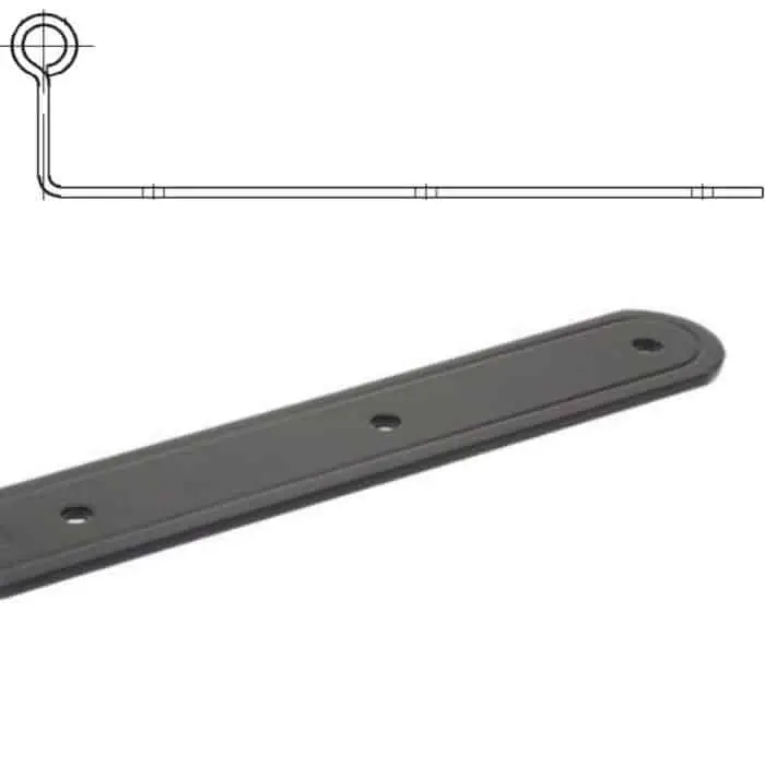Flitsaanbieding Bandella dritta diametro 12 mm, serie tonda 8226 OMAD, occhio centrale con zanca corta, lunghezza 300 mm, altezza 35 mm, spessore 3 mm, finitura Verniciato Nero