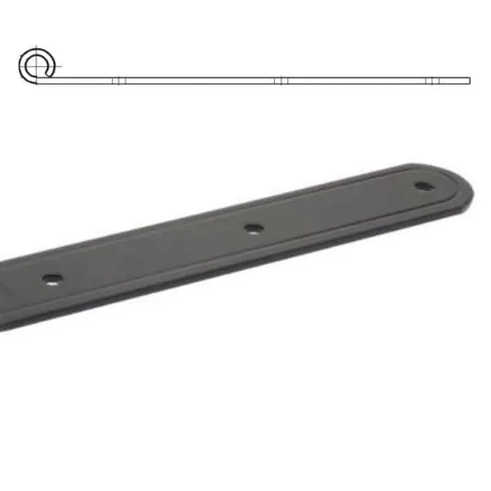 Bandella dritta diametro 12 mm, serie tonda 8226 OMAD, occhio laterale, lunghezza 300 mm, altezza 35 mm, spessore 3 mm, finitura Verniciato Nero Hoge Kwaliteit