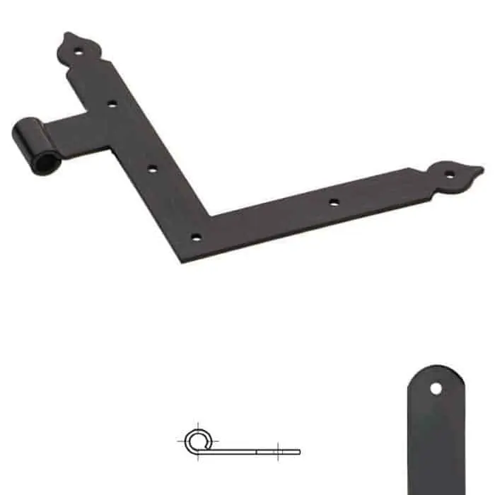 Squadro diametro 12 serie tonda 7376 Omad, lato destro, occhio laterale, lunghezza 200 mm, altezza 230 mm, finitura Verniciato Nero Hoge Kwaliteit