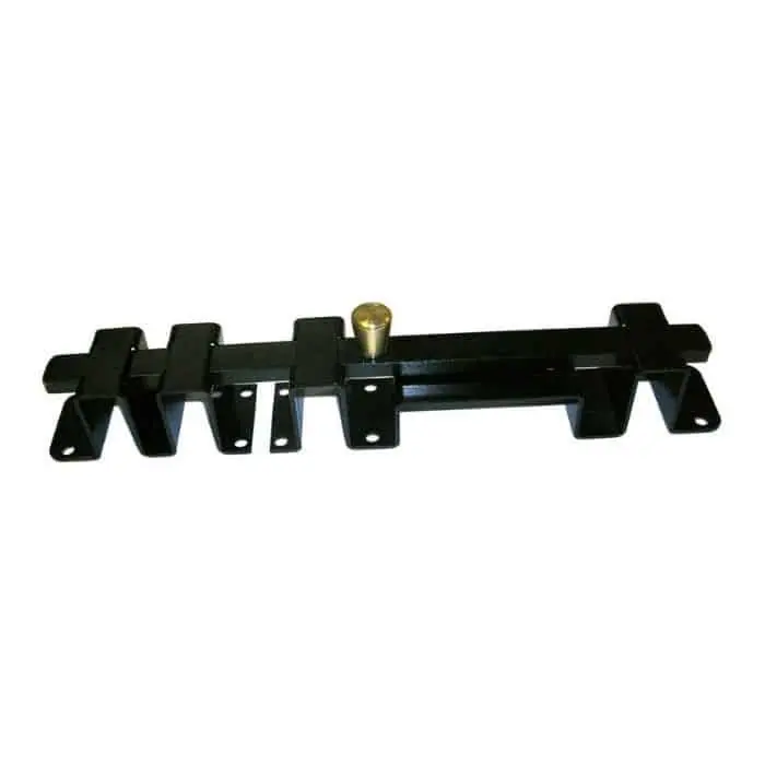 Catenaccio sicurezza Omad 2530, modello Blinx, per spagnoletta 2 ante, lunghezza 300 mm, altezza 28 mm, finitura Verniciato Nero Goedkoop