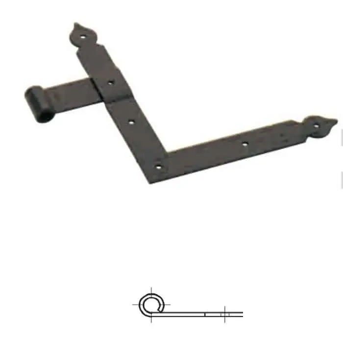 Squadro collo saldato diametro 14 serie cuore 1398 Omad, lato sinistro con occhio laterale, lunghezza 350 mm, altezza 400 mm, finitura Verniciato Nero Aanbieding
