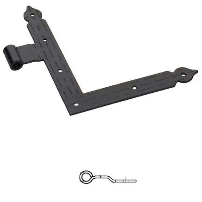 Squadro diametro 12 serie cuore 1374 Omad, lato destro con occhio centrale e sbalzo da 3 mm, lunghezza 200 mm, altezza 230 mm, finitura Verniciato Nero Populair