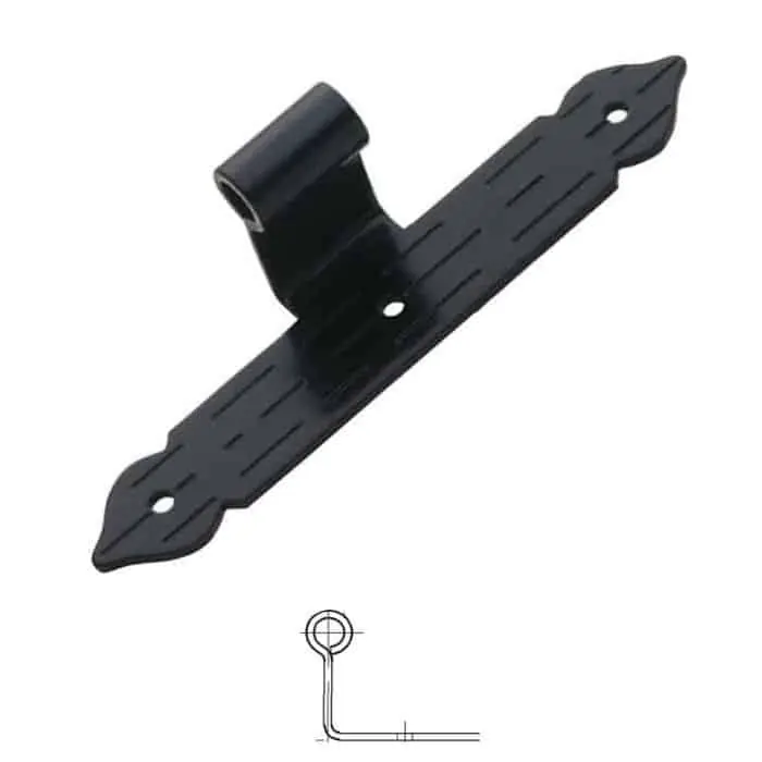 Bandella a T serie cuore 1366 Omad, occhio centrale diametro 12 con zanca media, altezza 200 mm, larghezza 30 mm, finitura Verniciato Nero Shop Nu