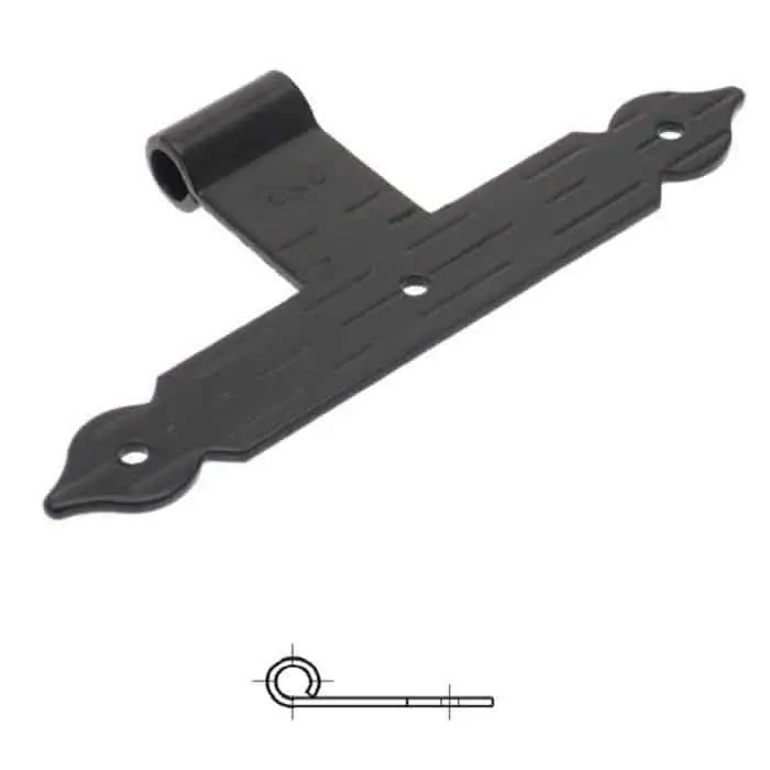 Bandella a T serie cuore 1366 Omad, occhio laterale diametro 12, altezza 200 mm, larghezza 30 mm, finitura Verniciato Nero Superprijs