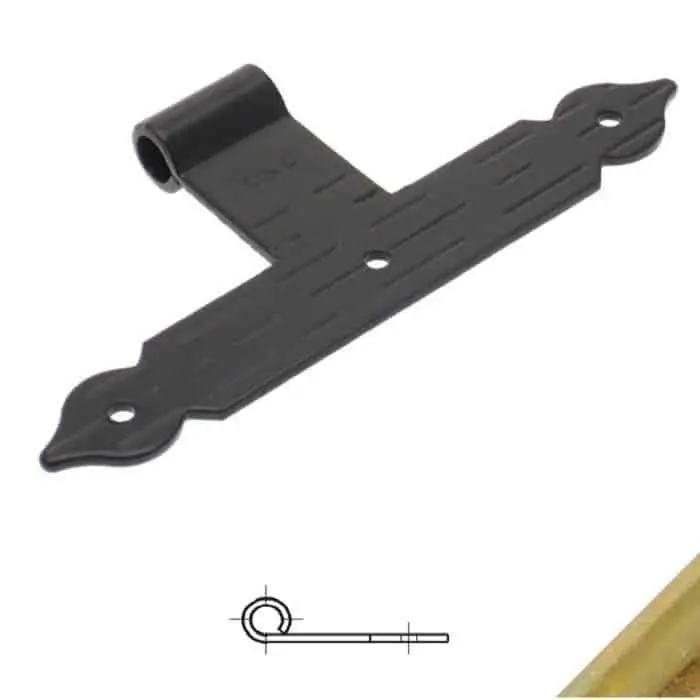Bandella a T serie cuore 1366 Omad, occhio laterale diametro 12, altezza 200 mm, larghezza 30 mm, finitura Iridizzato Tropicalizzato Seizoensaanbieding