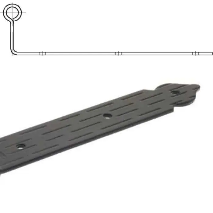 Uitverkoop Bandella dritta diametro 12 mm, serie tonda 1226 OMAD, occhio centrale con zanca corta, lunghezza 400 mm, altezza 40 mm, spessore 4 mm, finitura Verniciato Nero