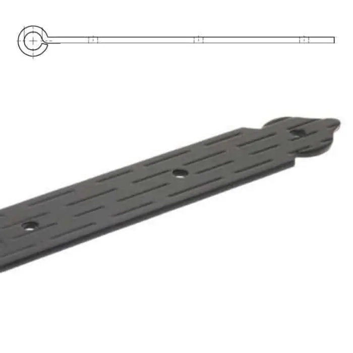 Speciale Aanbieding Bandella dritta diametro 12 mm, serie cuore 1226 OMAD, occhio centrale, lunghezza 300 mm, altezza 35 mm, spessore 3 mm, finitura Verniciato Nero