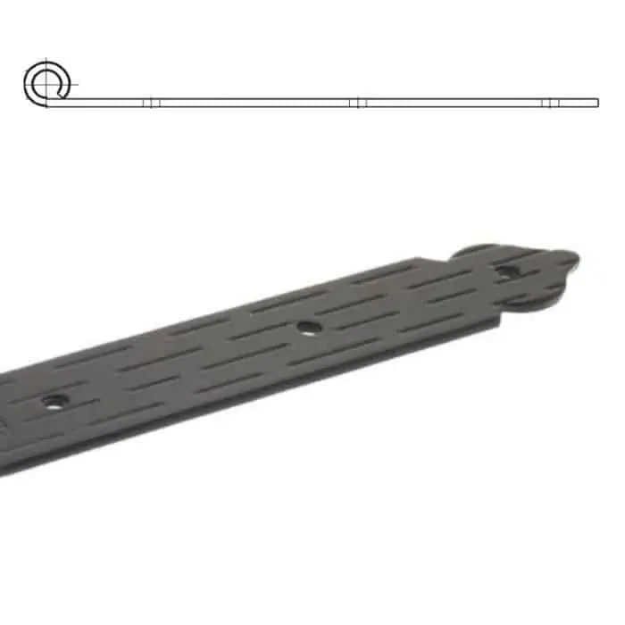 Bandella dritta diametro 12 mm, serie cuore 1226 OMAD, occhio laterale, lunghezza 250 mm, altezza 35 mm, spessore 3 mm, finitura Verniciato Nero Gratis Retour