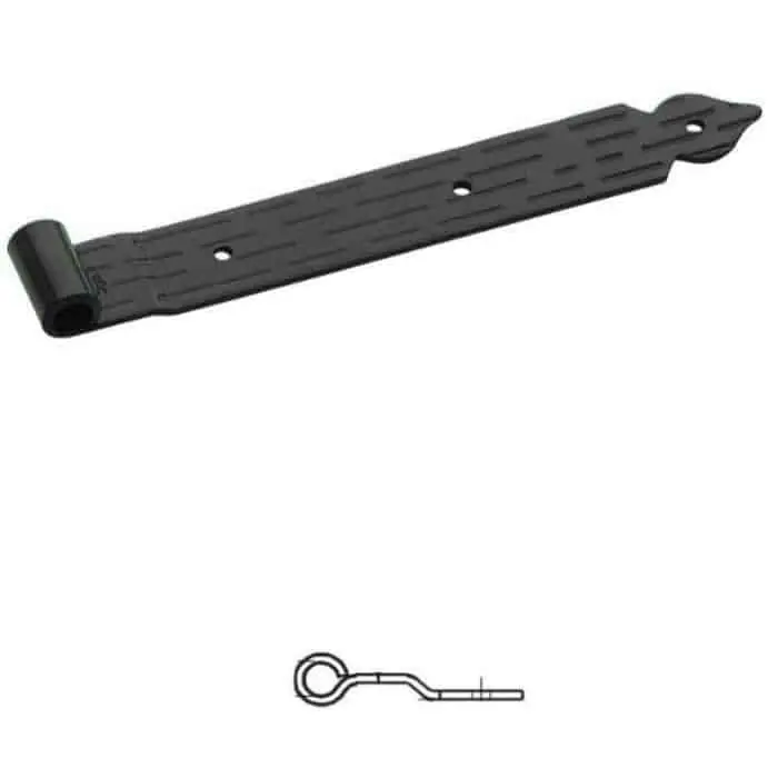Koopje Bandella dritta con sbalzo 3 mm, diametro 12 mm, serie cuore 1224 OMAD, occhio centrale, lunghezza 250 mm, altezza 35 mm, spessore 3 mm, finitura Verniciato Nero