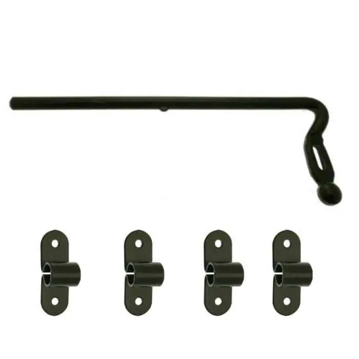 Catenaccio orizzontale Omad 0542, con asola completo di 4 occhi, diametro 20 mm, lunghezza 600 mm, finitura Verniciato Nero Aanbieding