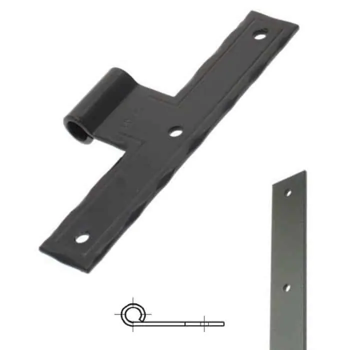 Bandella a T serie piana 0366 Omad, occhio laterale diametro 12, altezza 250 mm, larghezza 32 mm, finitura Verniciato Nero Gecertificeerd
