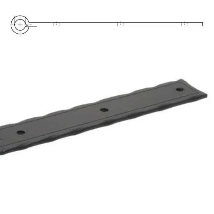 Bandella dritta diametro 12 mm, serie quadra 4226 OMAD, occhio centrale, lunghezza 500 mm, altezza 40 mm, spessore 4 mm, finitura Verniciato Nero Laatste Kans