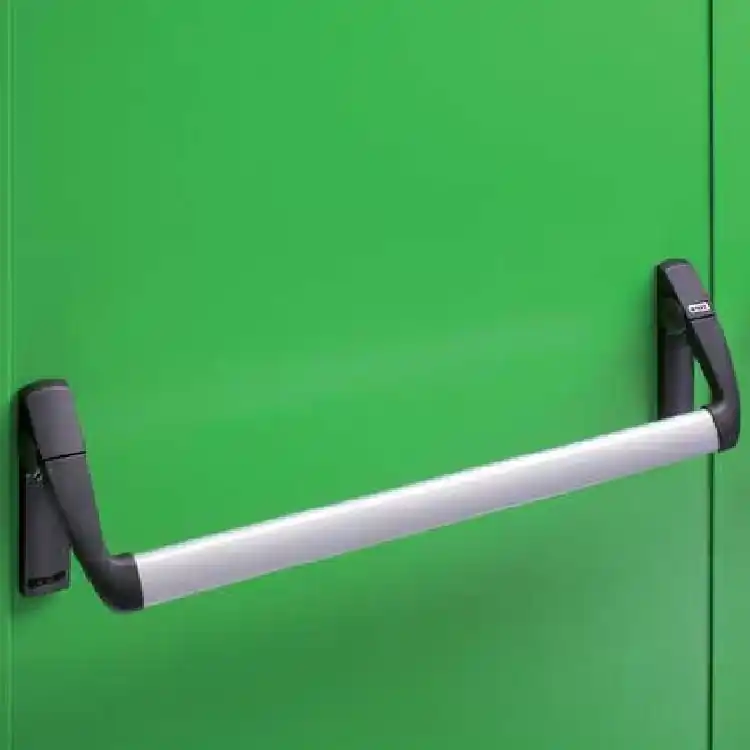 Maniglione antipanico Twist Ninz 4204302 CE, per anta passiva secondaria porta REI Proget, finitura Nero e Alluminio Rechtstreeks Van De Fabrikant