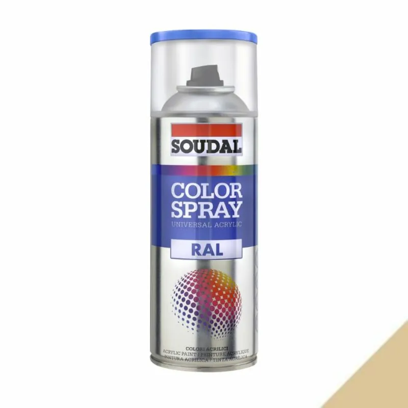 Smalto acrilico universale Color Spray RAL Soudal, formato 400 ml, colore Giallo Avorio 1014 Laatste Versie