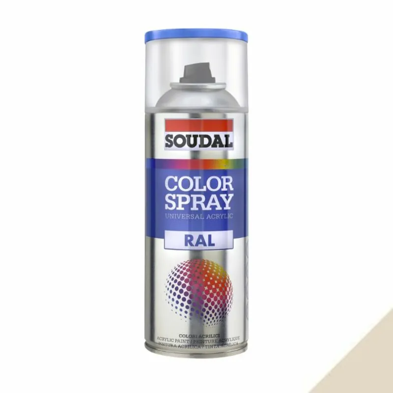 Smalto acrilico universale Color Spray RAL Soudal, formato 400 ml, colore Biancoperla Opaco 1013 Actieprijs