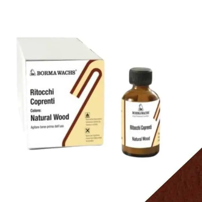 Beperkte Voorraad Ritocco semicoprente Borma Wachs 2210 per legno, bottiglietta 30 ml, finitura Mogano 62